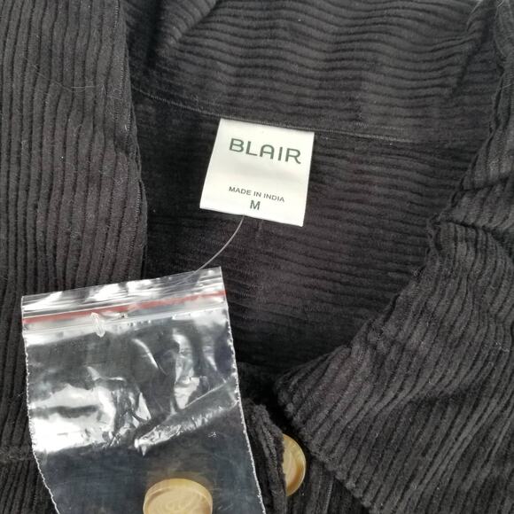 Blair Black Corduroy Vintage Button Front Shirt Shacket Jacket Top NEW Medium - Picture 3 of 3